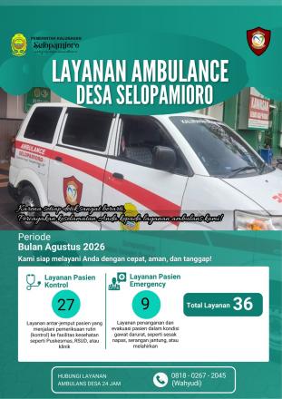 Laporan Kegiatan Ambulan Desa Selopamioro Bulan Agustus 2026